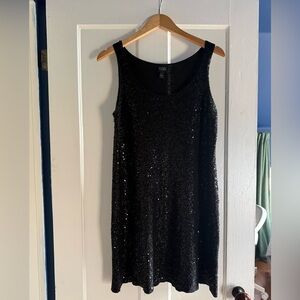 Eileen Fisher Black Sequin Tank Mini Dress